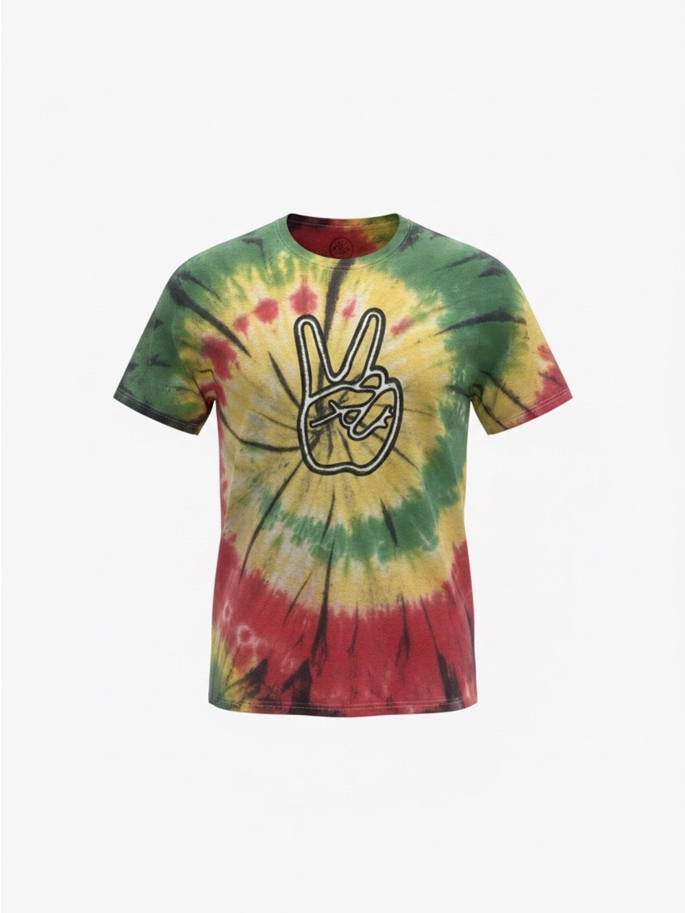 Kids Tie-Dye Peace Sign T‑Shirt - Green/Yellow/Red